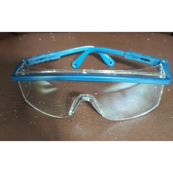 Vintage Uvex Astrospec 3000 Safety Glasses Blue Frames Clear Len Adjustable OSFM - Picture 1 of 7